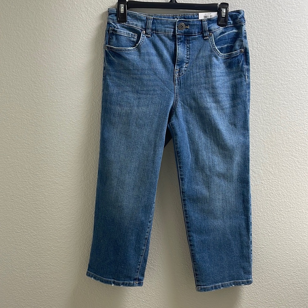 B) Style & Co High Rise Shimming Pocket Crop Capri Jeans size 4P
